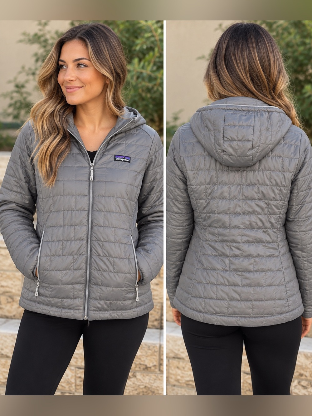 Patagonia Women’s Nano Puff Hooded Jacket – Gray – XL